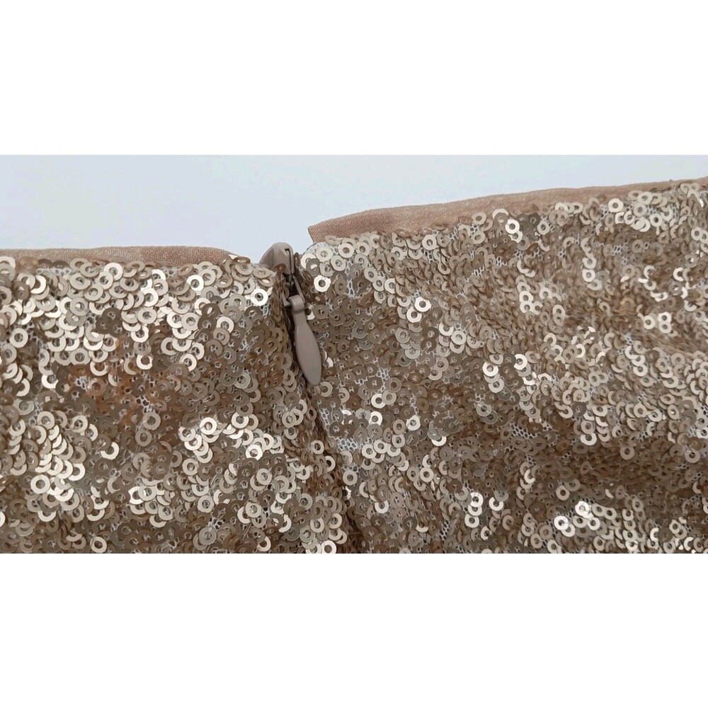 House of Harlow 1960 Champagne Sequin Draped Twist Mini Skirt Quiet Luxury Glam - Picture 10 of 10